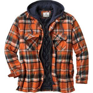Mens Tomahawk Plaid Flannel Shirt Jacket Quilted Hooded Insulated Winter Coat